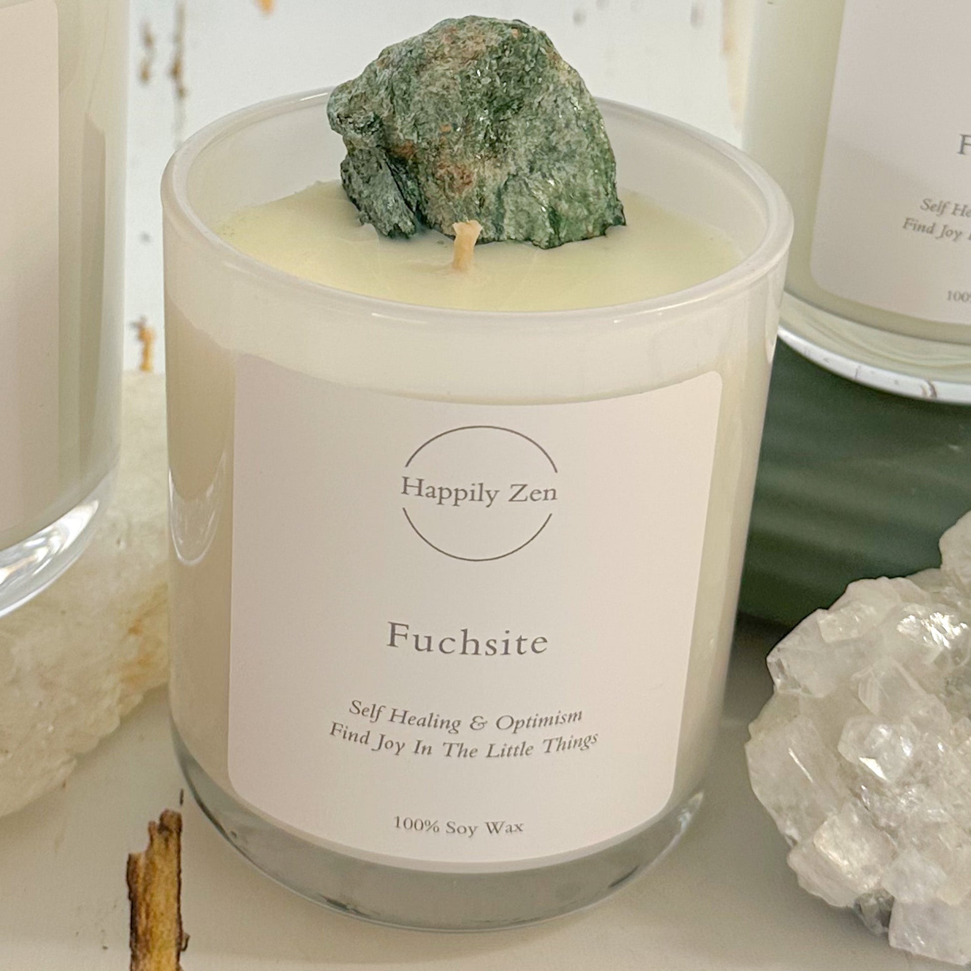 Fuchsite - Oakmoss and Amber Candle-Happily Zen