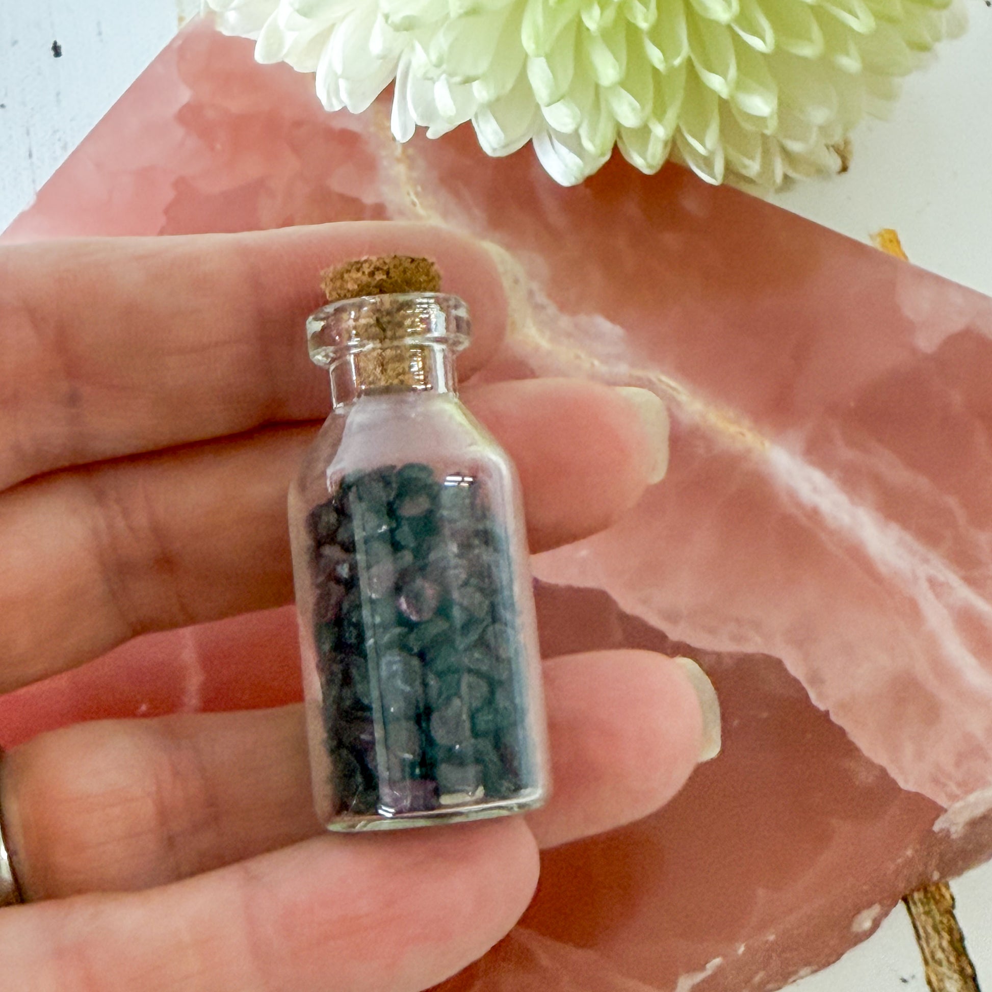 Garnet Crystal Chip Bottle #1387-Happily Zen