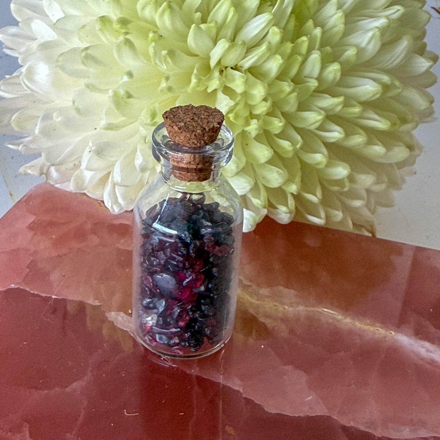 Garnet Crystal Chip Bottle #1387-Happily Zen