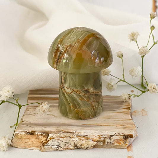 Green Onyx Mushroom #563-Happily Zen