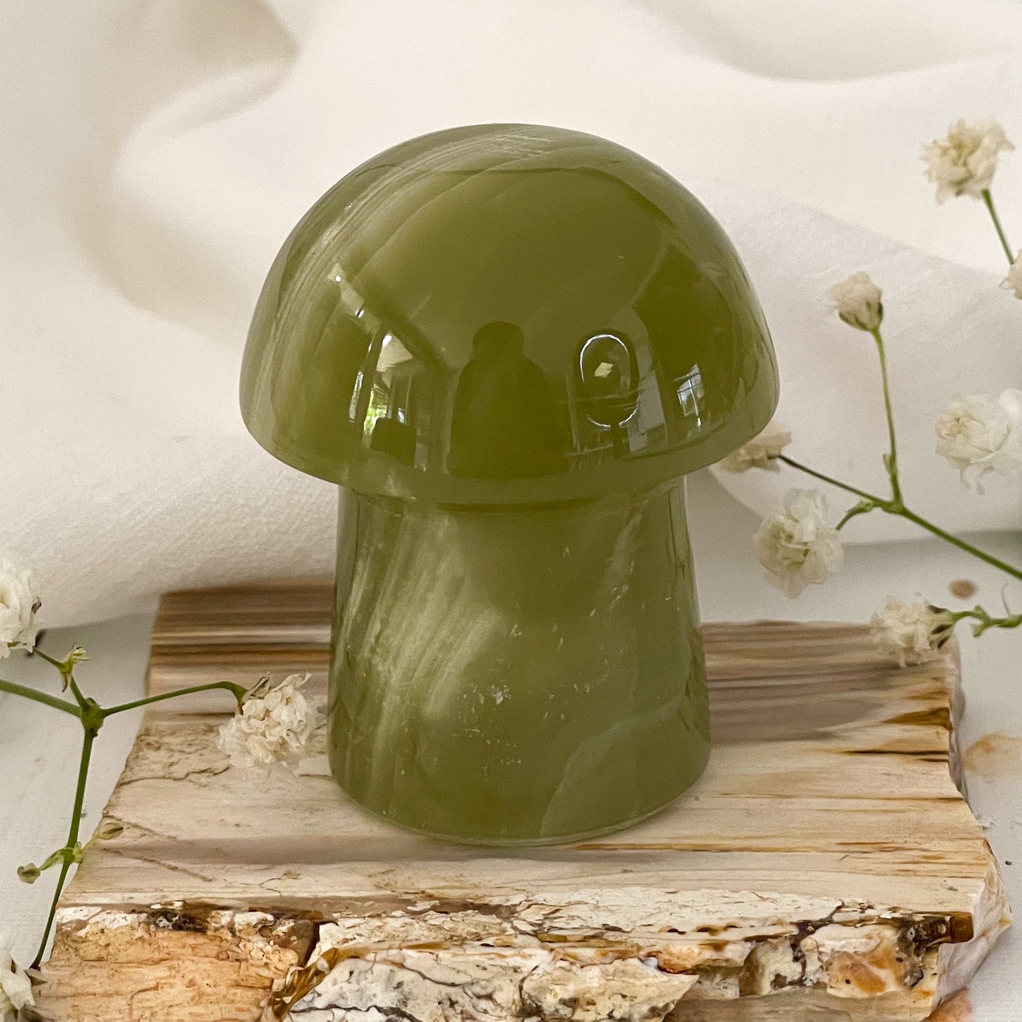 Green Onyx Mushroom #564-Happily Zen