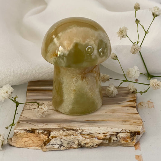 Green Onyx Mushroom #566-Happily Zen