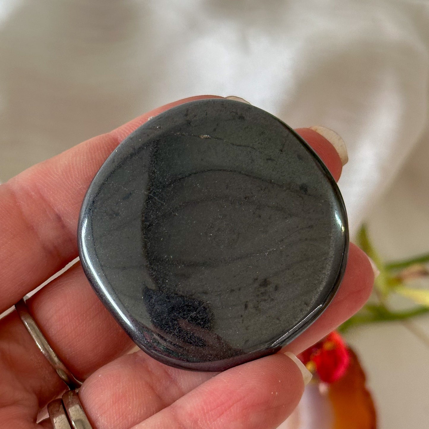 Hematite Palm Stone #903-Happily Zen