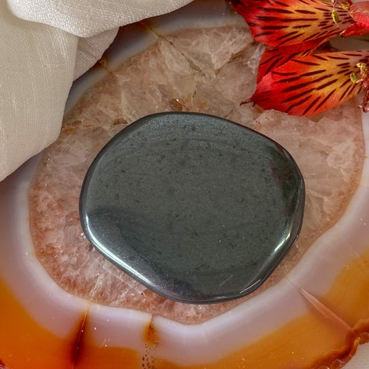 Hematite Palm Stone #904-Happily Zen