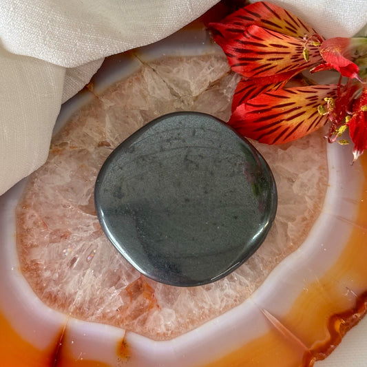 Hematite Palm Stone #905-Happily Zen