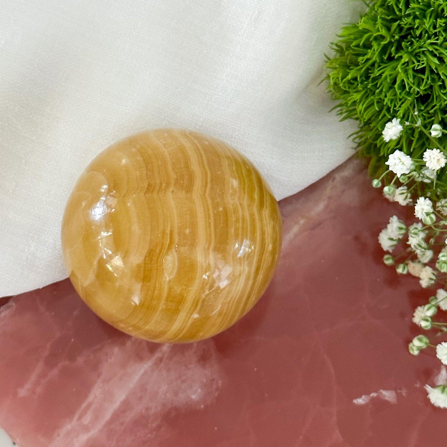 Honey Calcite Sphere #606-Happily Zen