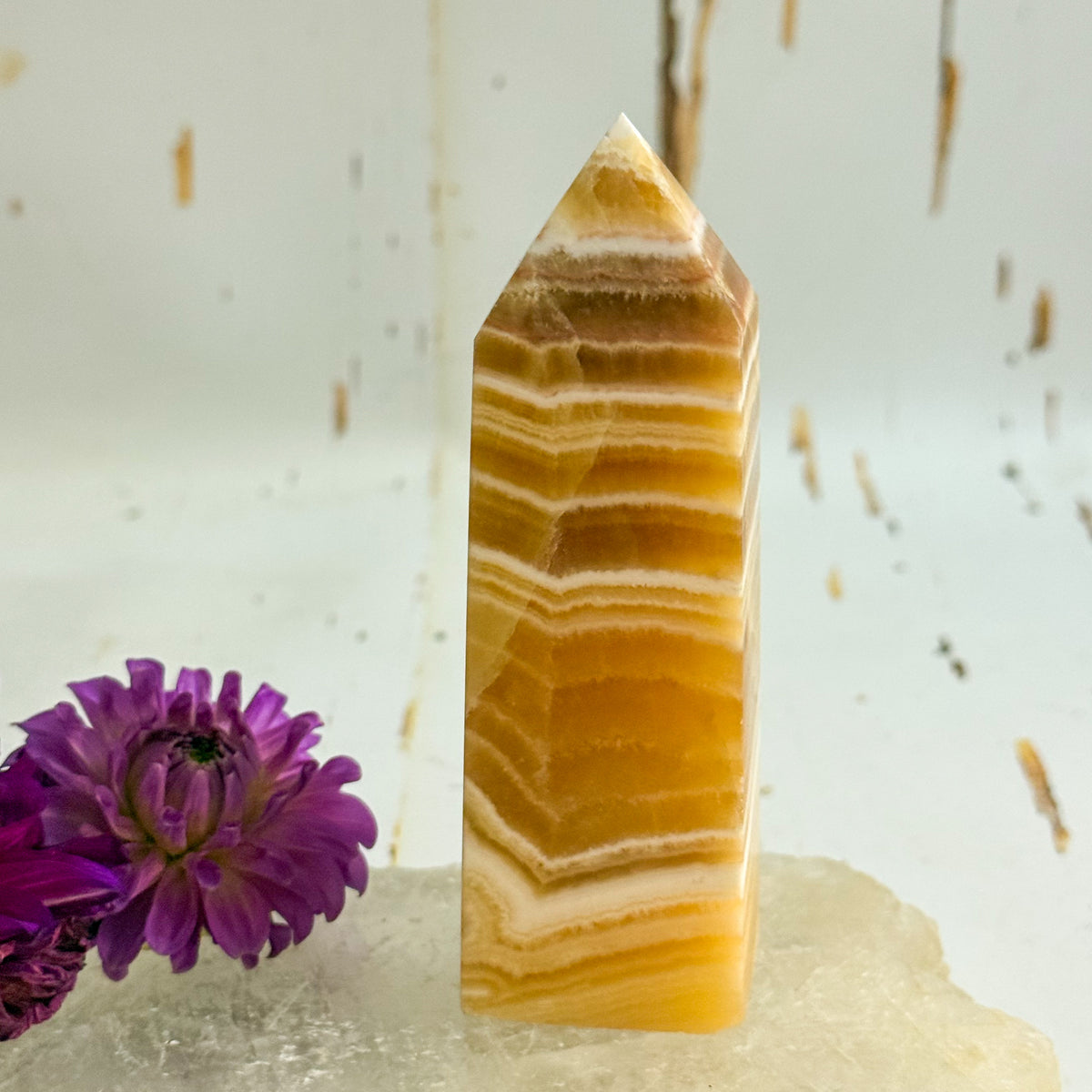 Honey Calcite Tower #1348-Happily Zen