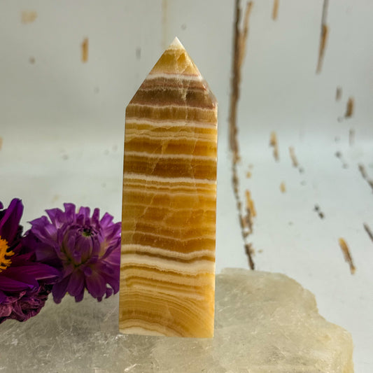 Honey Calcite Tower #1348-Happily Zen