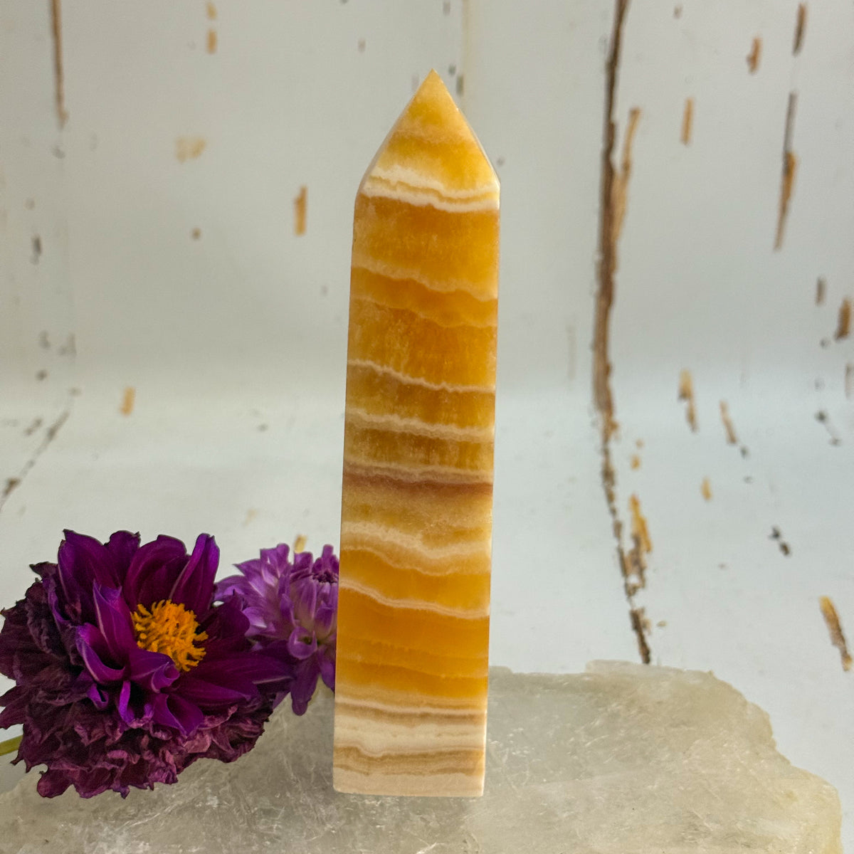 Honey Calcite Tower #1349-Happily Zen