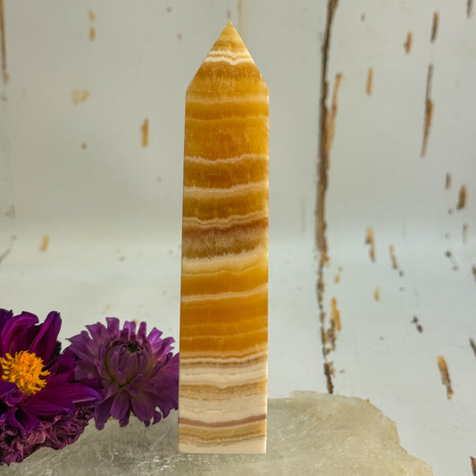Honey Calcite Tower #1349-Happily Zen