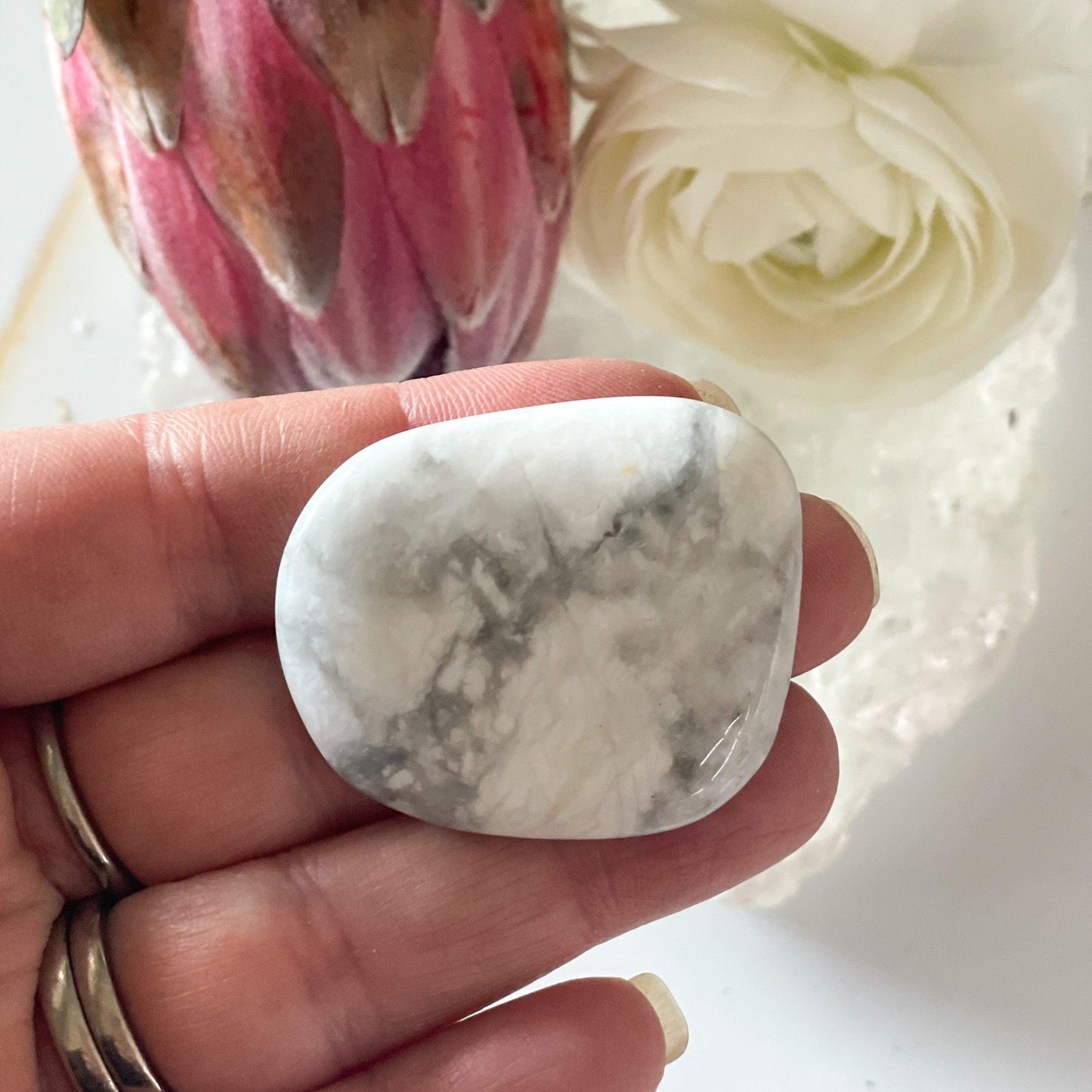 Howlite Palm Stone #142-Happily Zen