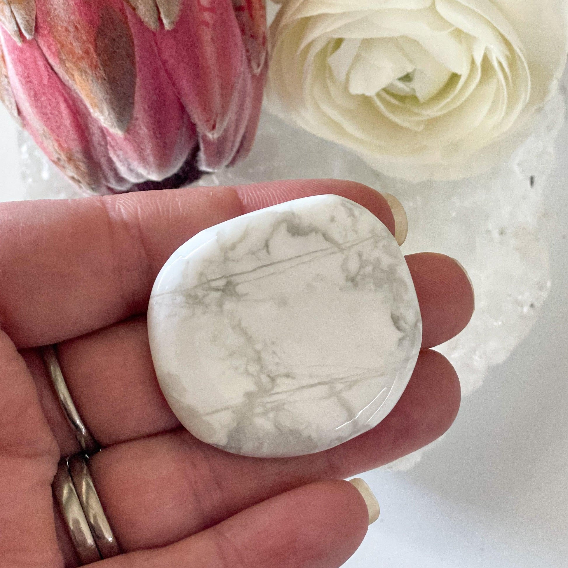 Howlite Palm Stone #144-Happily Zen