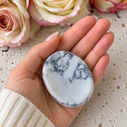 Howlite Worry Stone #959-Happily Zen
