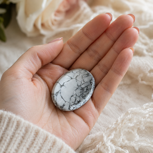 Howlite Worry Stone #962-Happily Zen