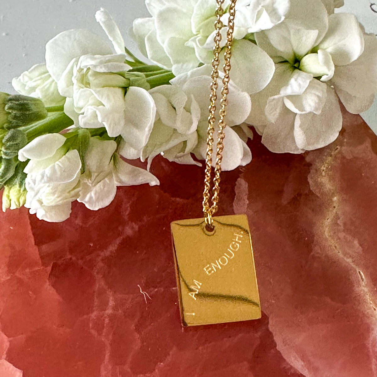 I Am Enough Necklace - Stainless Steal and 18k Gold Plated #1013-Happily Zen