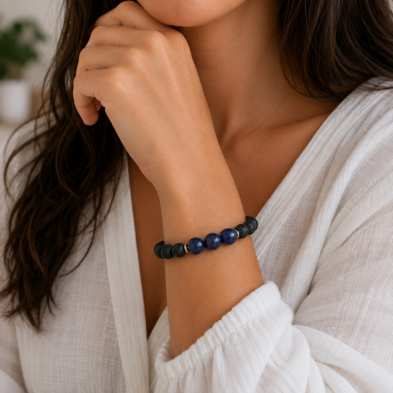 Lapis Lazuli Essential Oil Diffuser Bracelet-Happily Zen