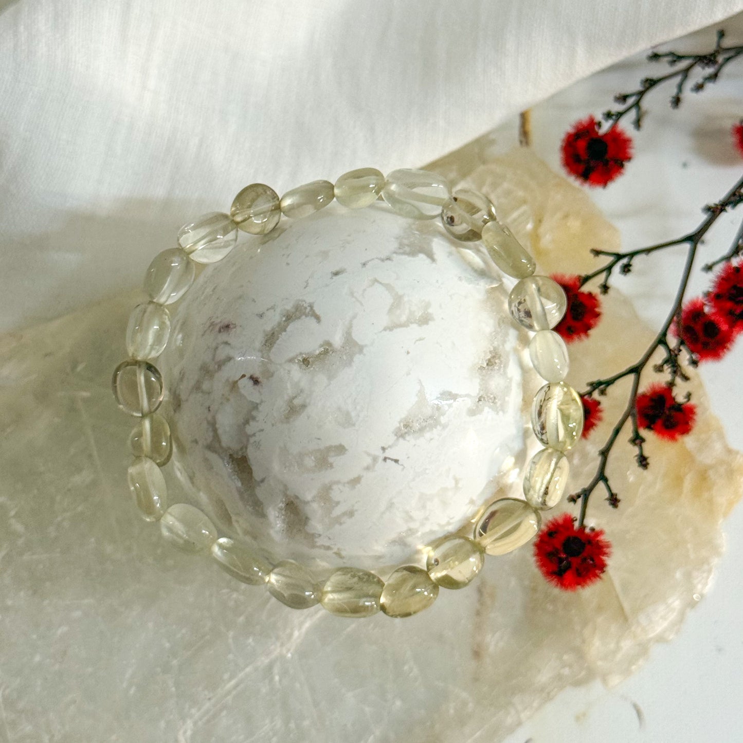 Lemon Quartz Pebble Bracelet #1332-Happily Zen