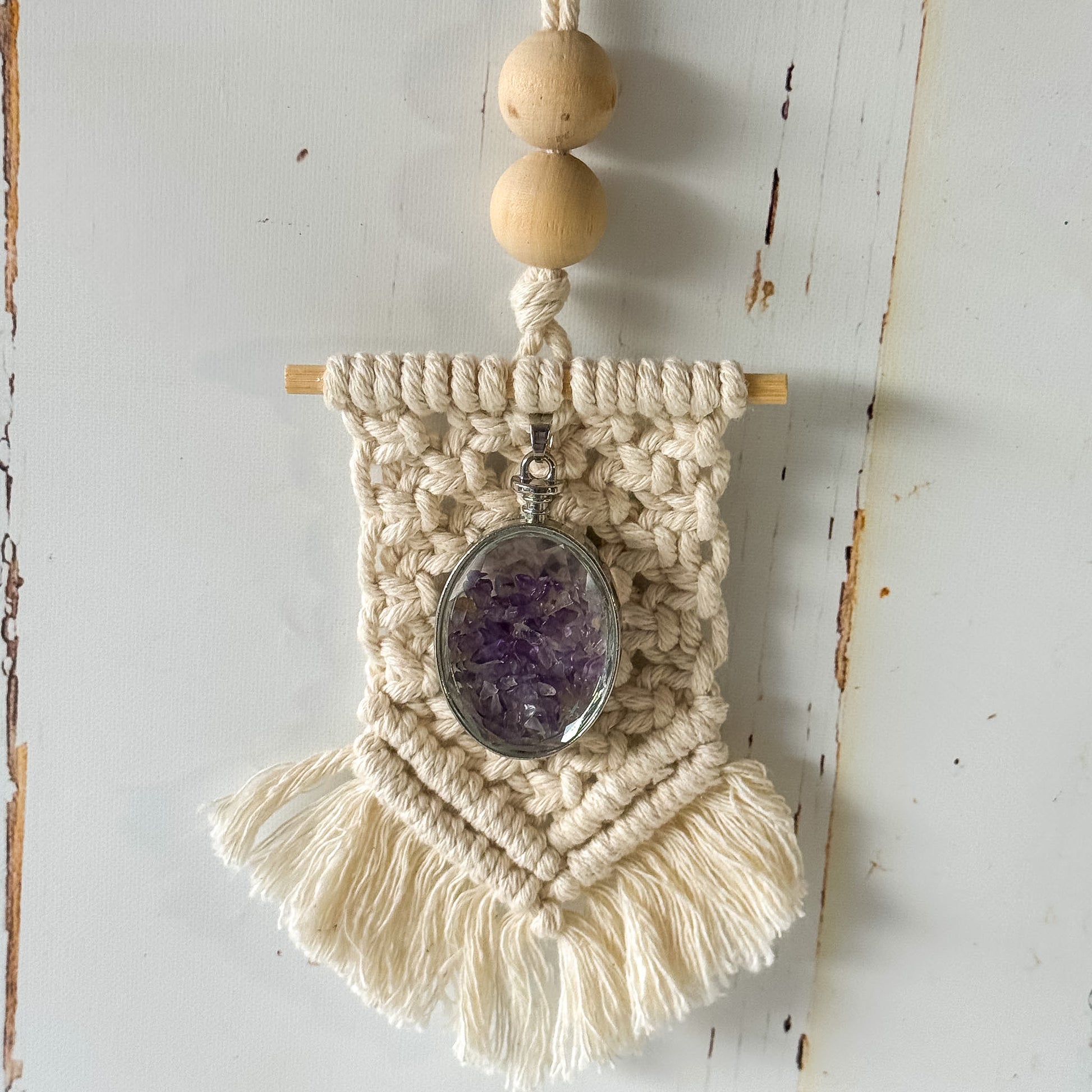 Macramé Amethyst Oil Diffuser #1277-Happily Zen