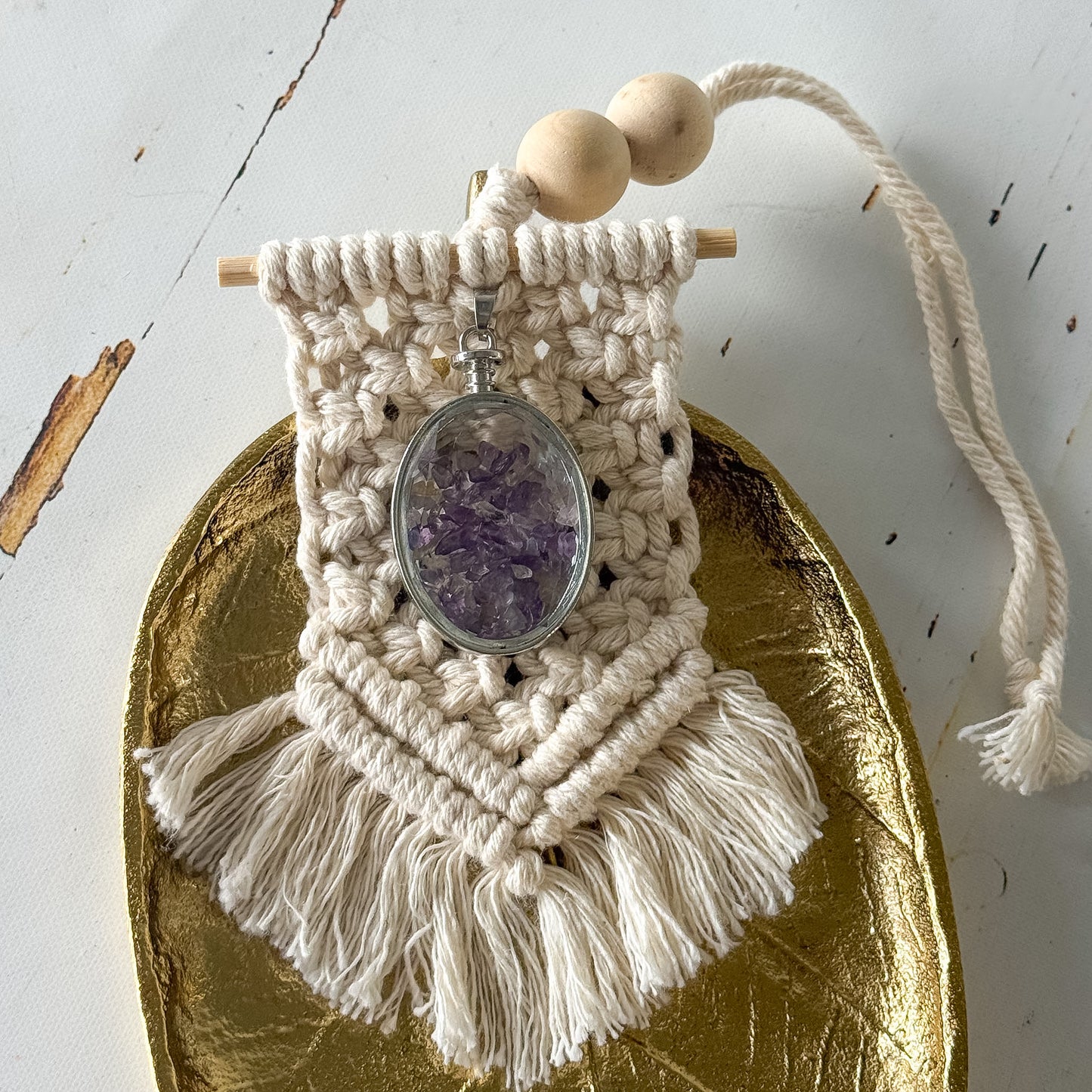 Macramé Amethyst Oil Diffuser #1277-Happily Zen