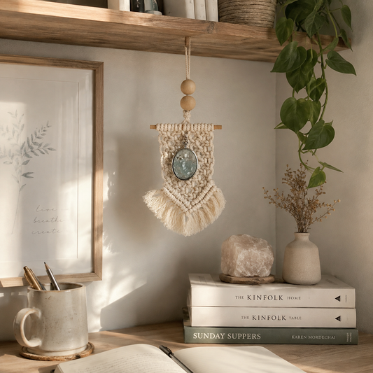 Macramé Aquamarine Oil Diffuser #1278-Happily Zen