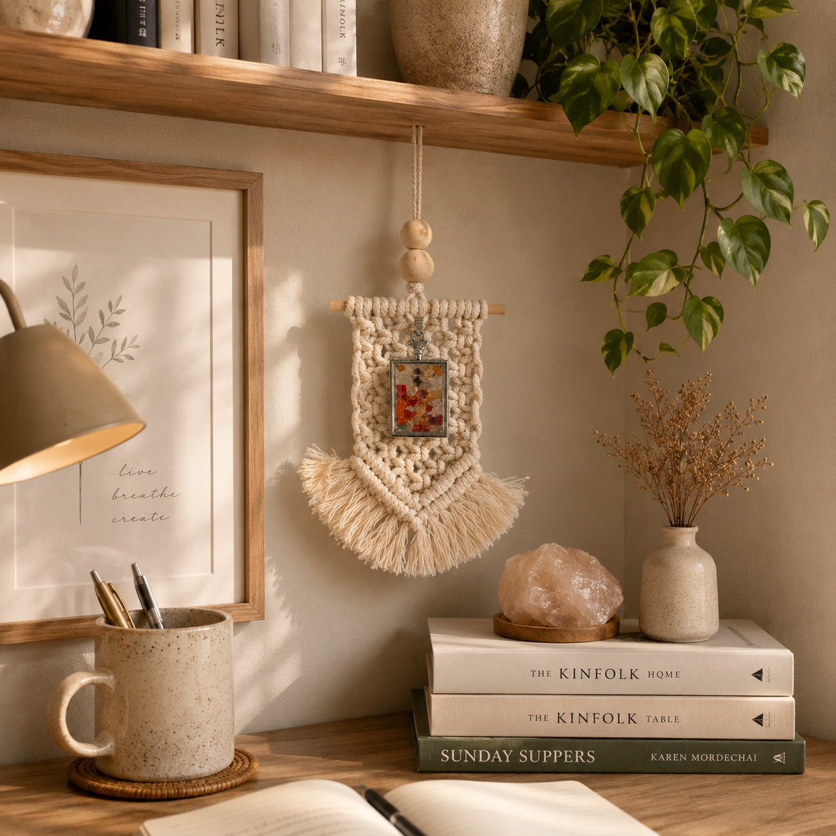 Macramé Carnelian Oil Diffuser #1279-Happily Zen
