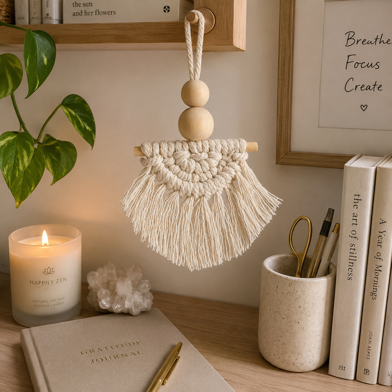 Macramé Essential Oil Diffuser #677-Happily Zen