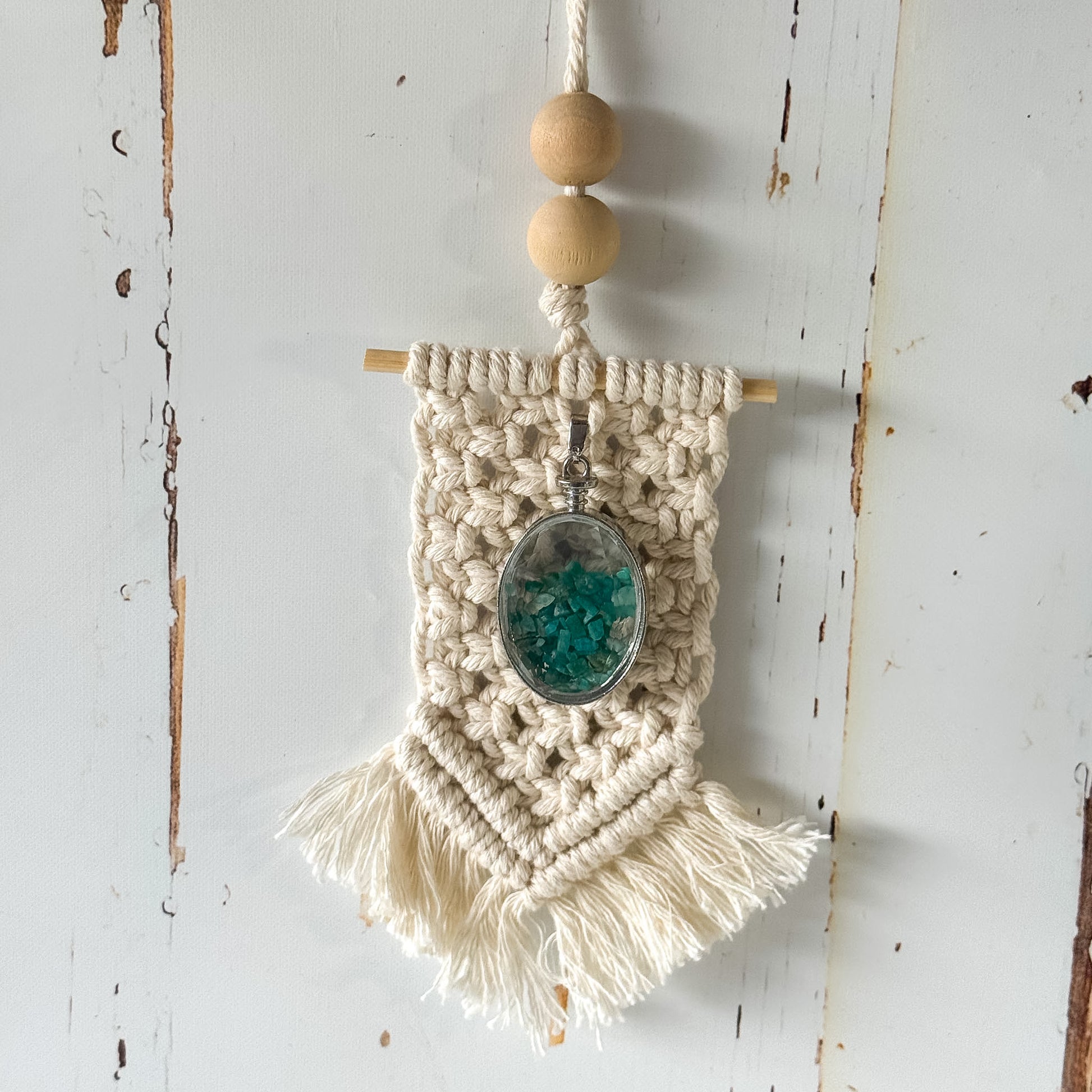 Macramé Green Aventurine Oil Diffuser #1274-Happily Zen