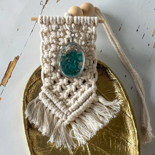 Macramé Green Aventurine Oil Diffuser #1274-Happily Zen