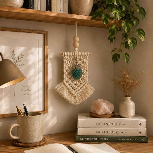 Macramé Green Aventurine Oil Diffuser #1274-Happily Zen