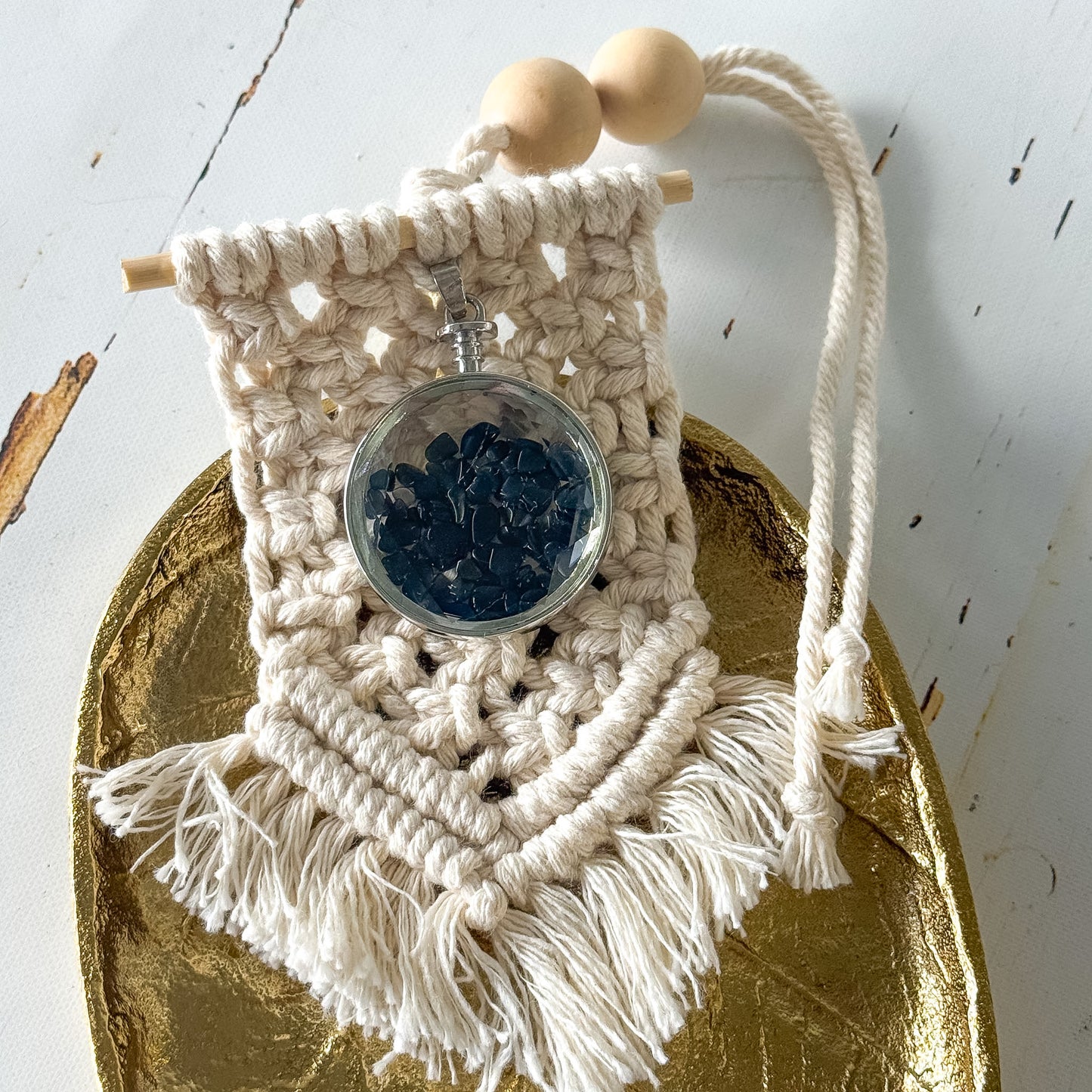 Macramé Obsidian Oil Diffuser #1275-Happily Zen
