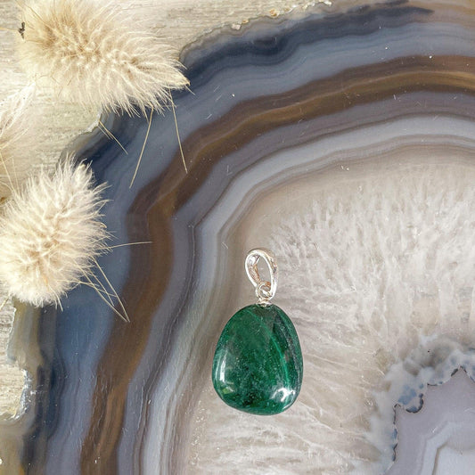 Malachite Sterling Silver Pendant #158-Happily Zen