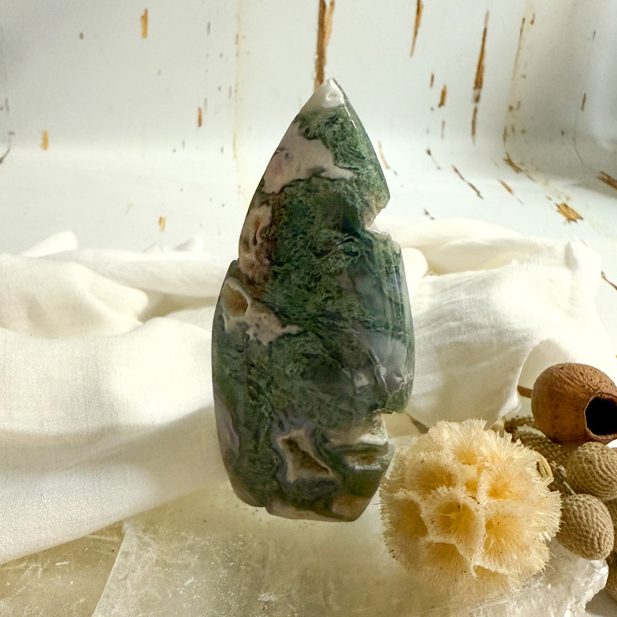 Moss Agate Flame #1066-Happily Zen