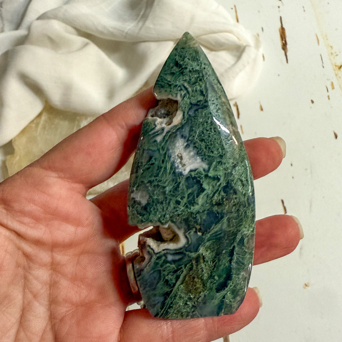 Moss Agate Flame #1066-Happily Zen