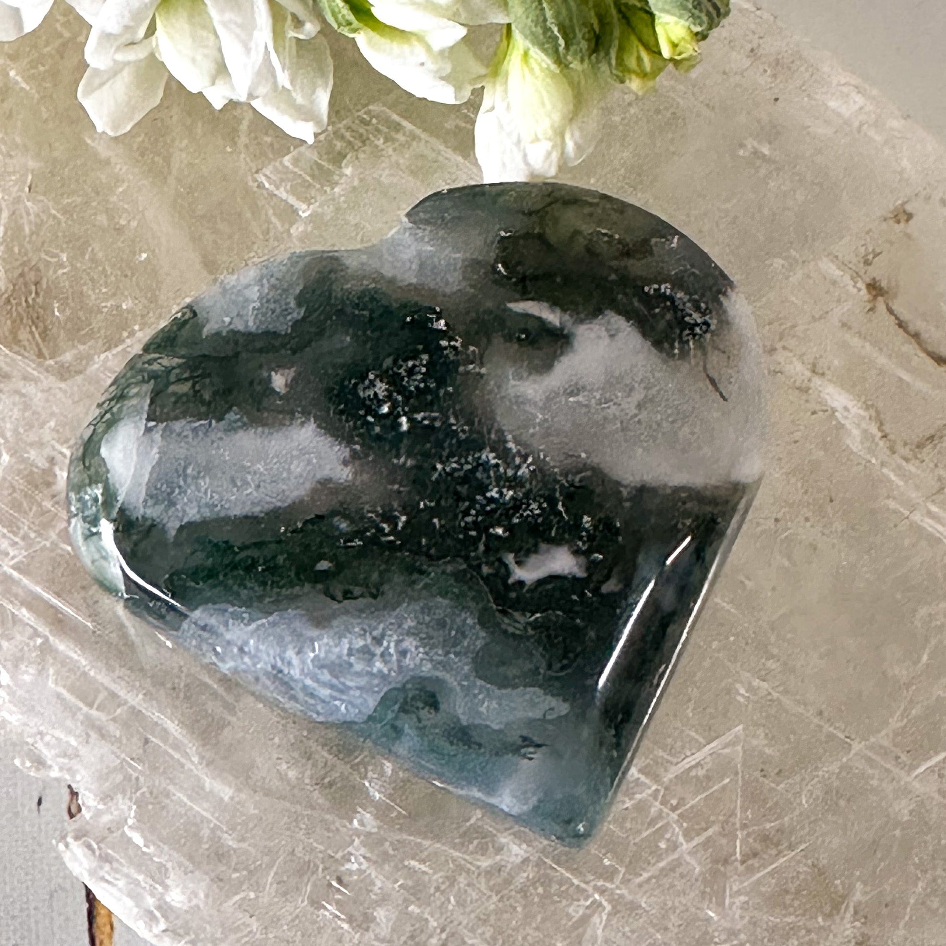 Moss Agate Heart #831-Happily Zen