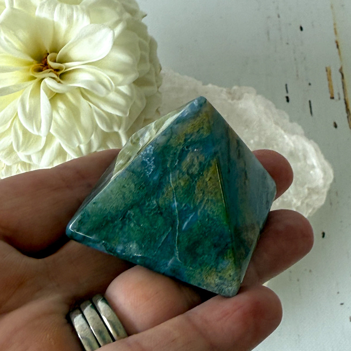 Moss Agate Pyramid #1060-Happily Zen