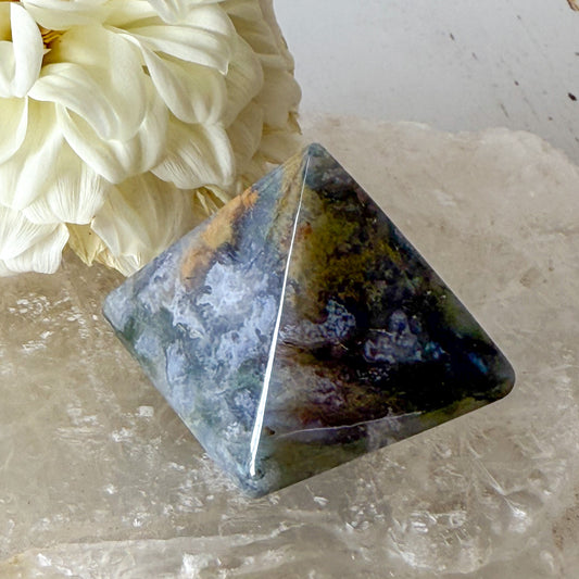 Moss Agate Pyramid #1060-Happily Zen