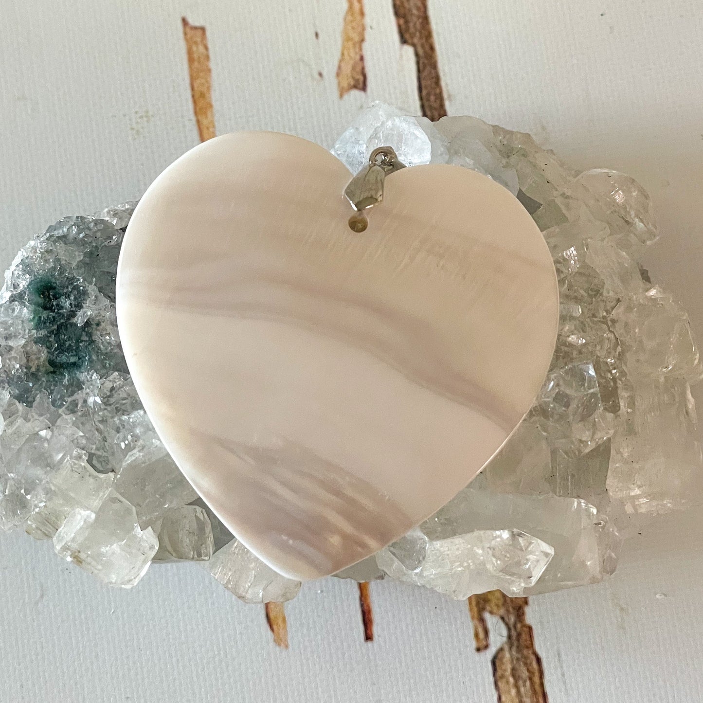Mother of Peral Heart Pendant #510-Happily Zen