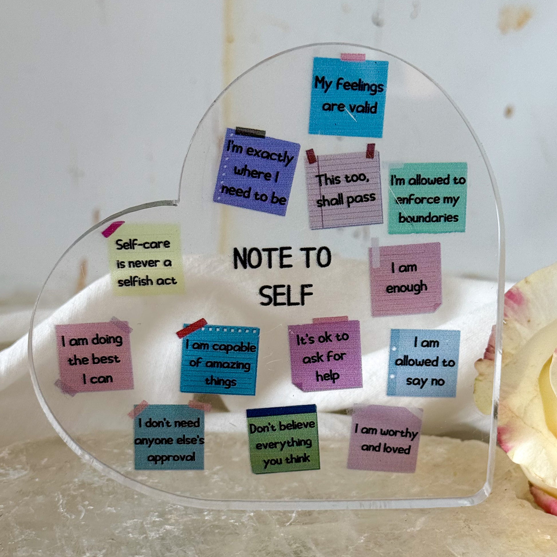 Note To Self - Acrylic Heart-Happily Zen