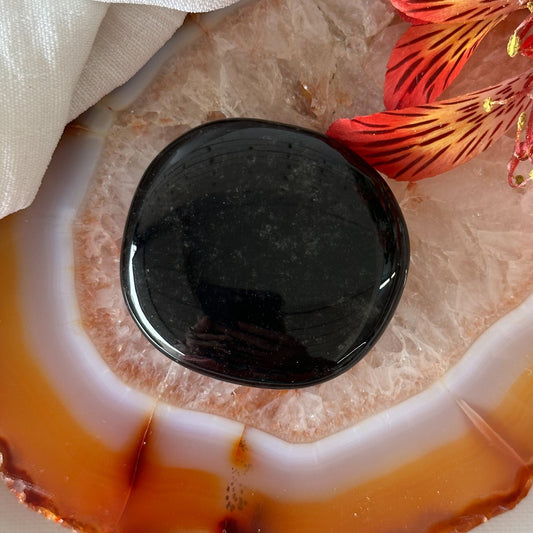 Obsidian Palm Stone #914-Happily Zen