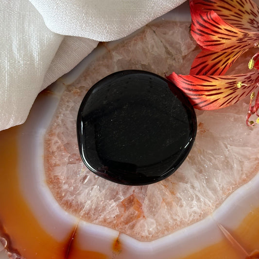 Obsidian Palm Stone #915-Happily Zen