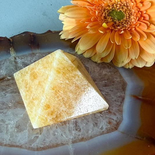 Orange Calcite Pyramid #1374-Happily Zen