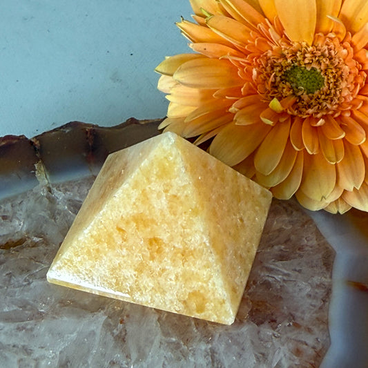 Orange Calcite Pyramid #1375-Happily Zen