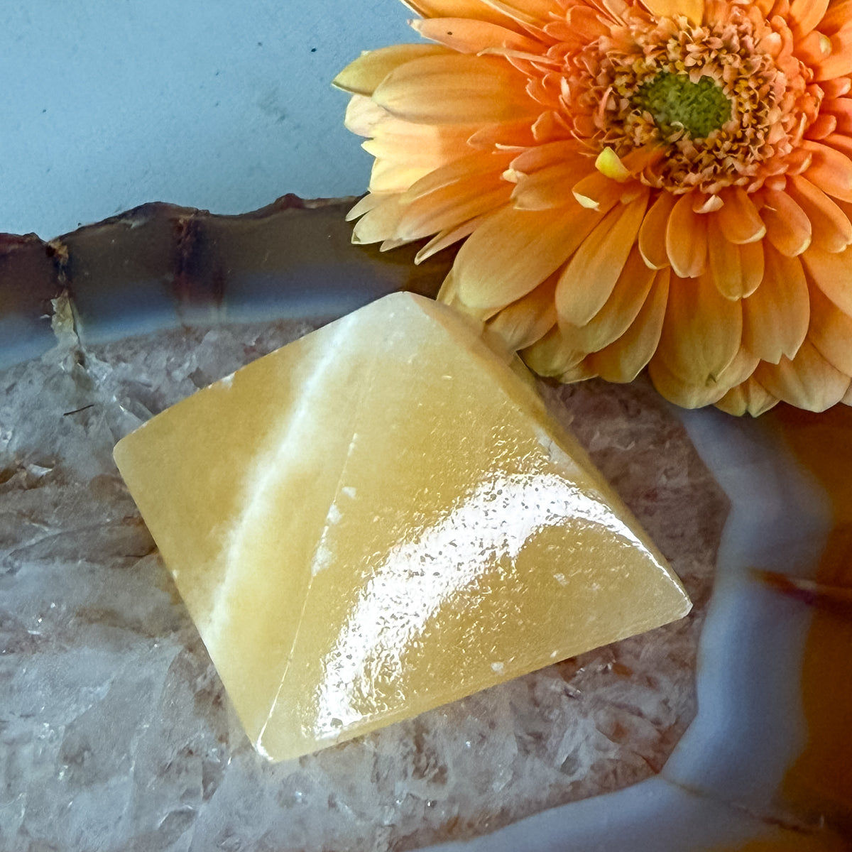 Orange Calcite Pyramid #1376-Happily Zen