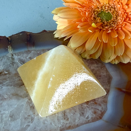 Orange Calcite Pyramid #1376-Happily Zen