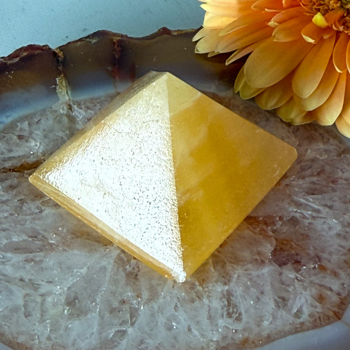 Orange Calcite Pyramid #1377-Happily Zen