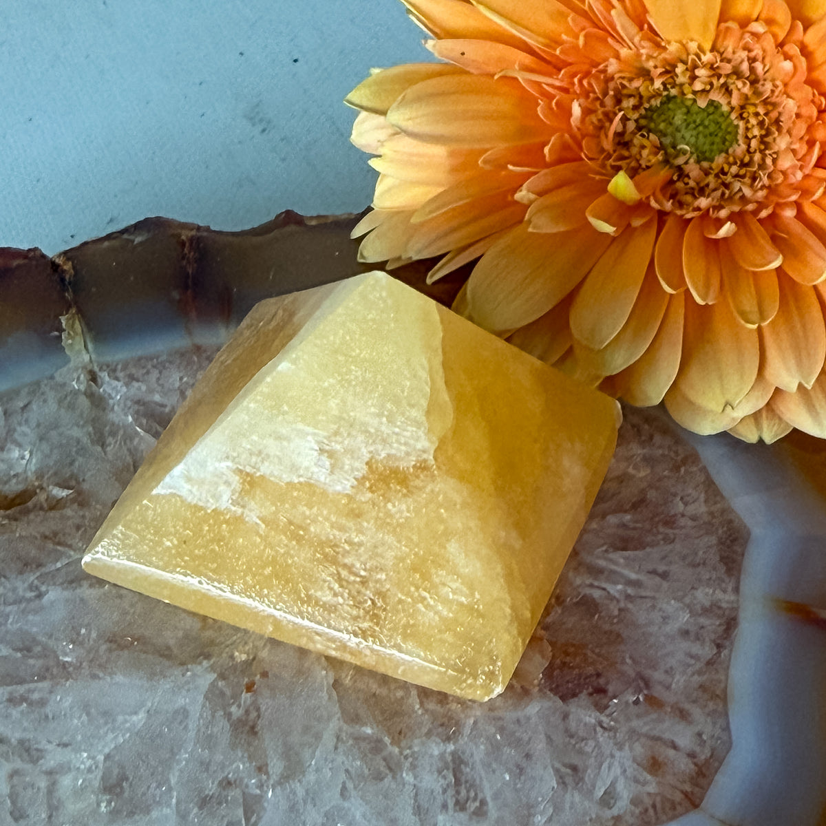 Orange Calcite Pyramid #1377-Happily Zen