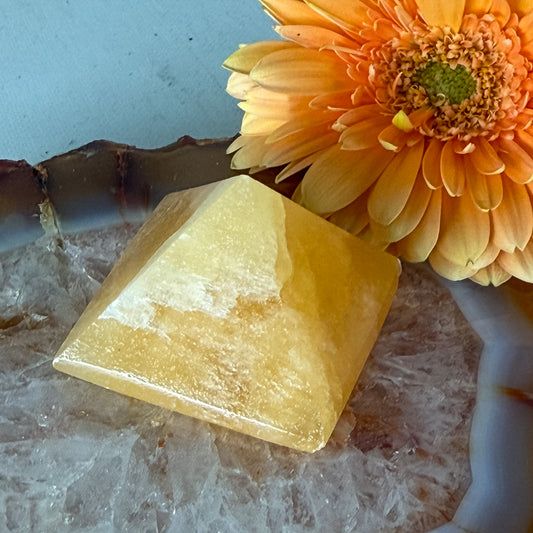 Orange Calcite Pyramid #1377-Happily Zen