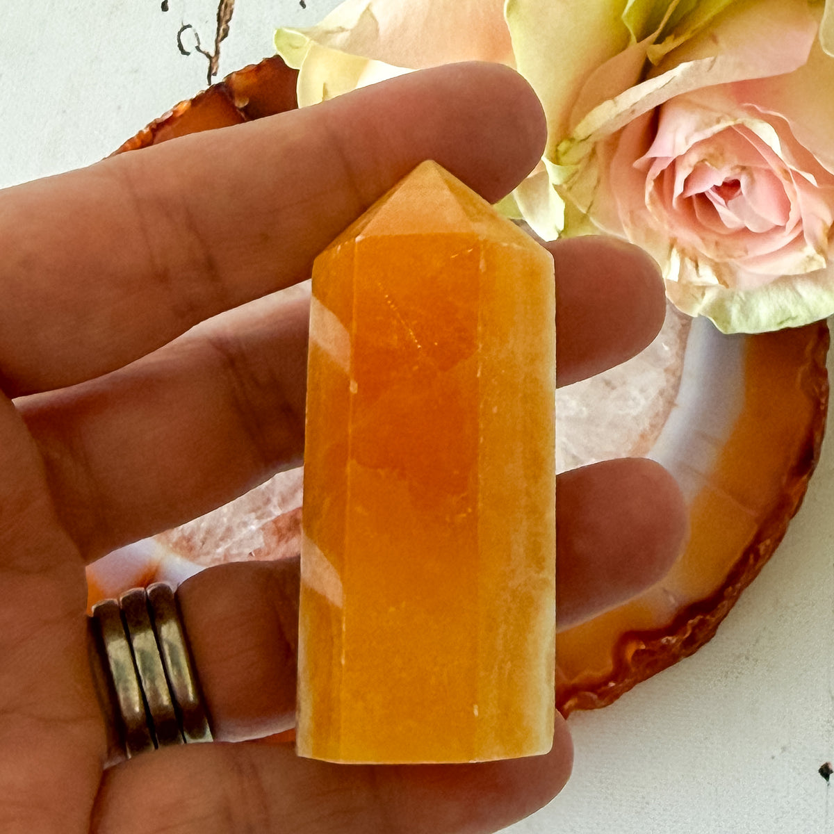 Orange Calcite Tower #1333-Happily Zen