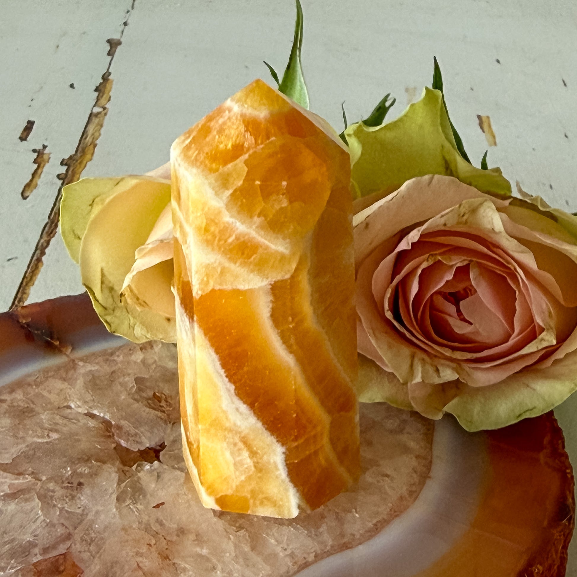 Orange Calcite Tower #1335-Happily Zen
