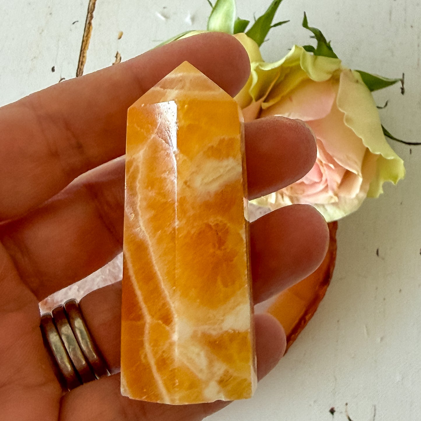 Orange Calcite Tower #1335-Happily Zen